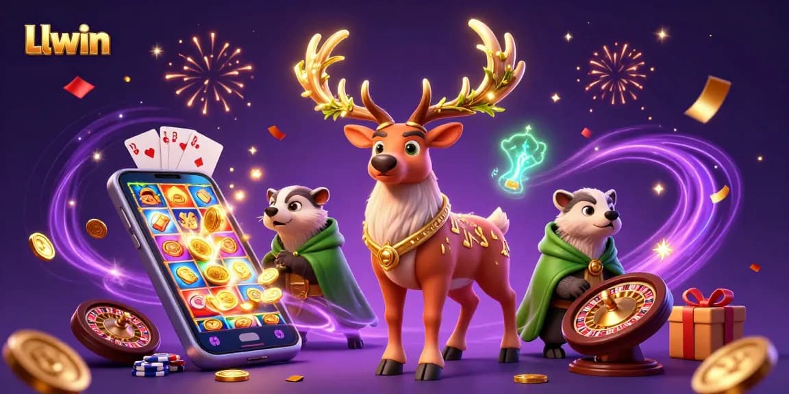 Engage with Llwin's exciting slot games through a magical 3D casino illustration.