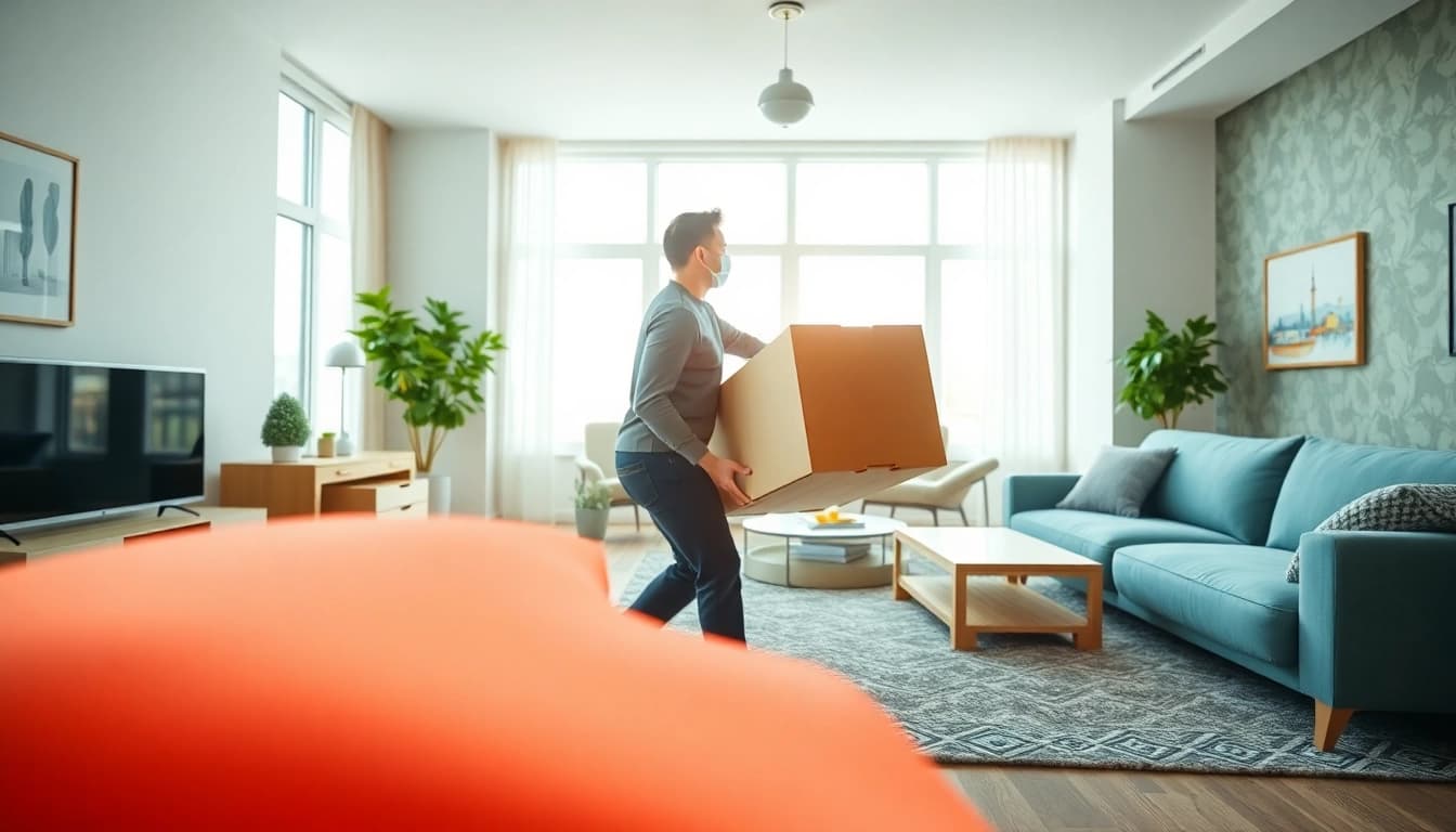 Experienced team handling Furniture Delivery Phoenix in a modern apartment setting.