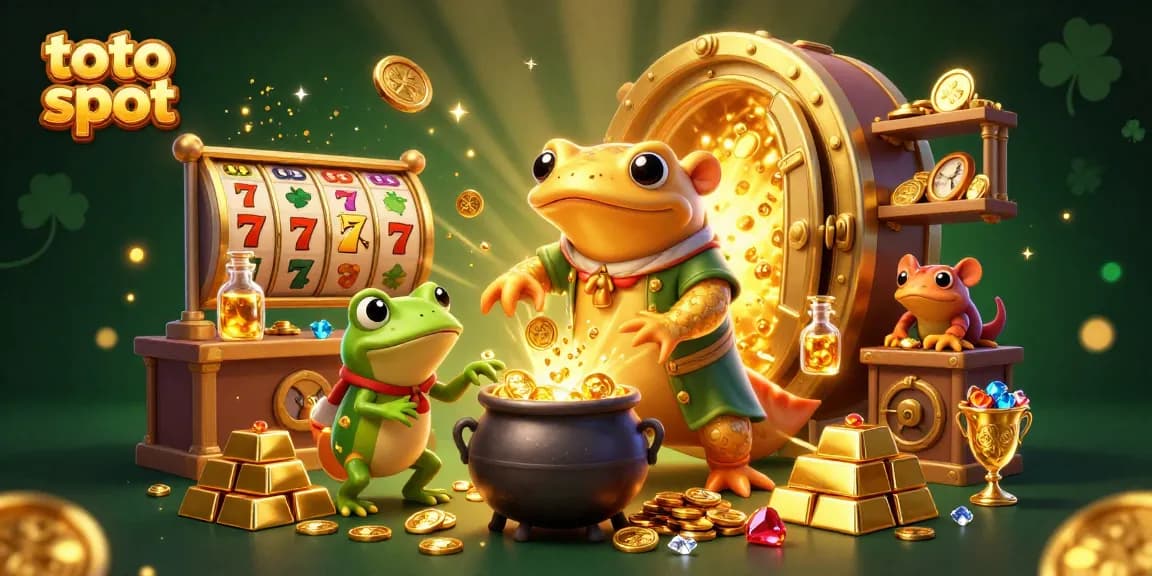 Toto slot captures a vibrant alchemist scene with golden coins, slot reels, and magical creatures.