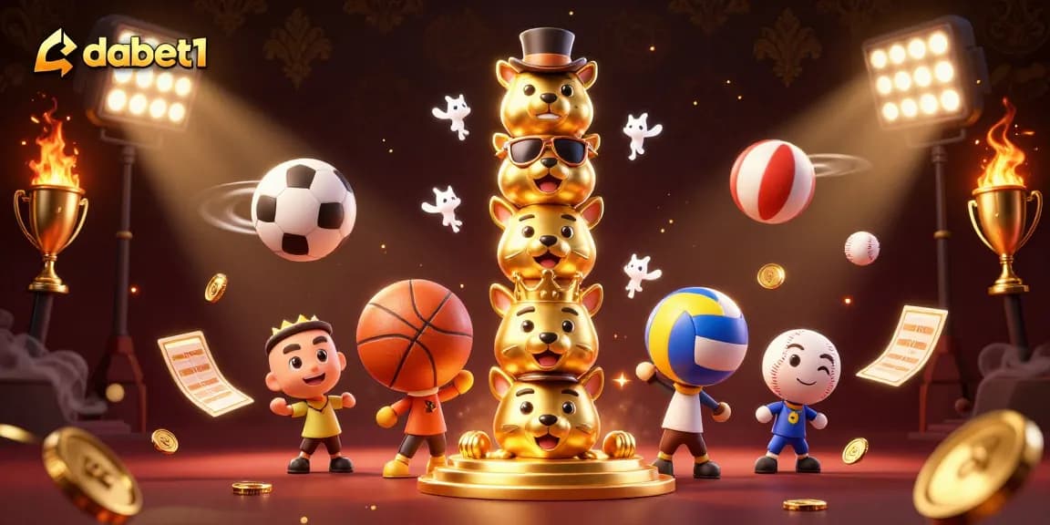 Play exciting sports with dabet1, illustrated in vibrant 3D detail showcasing gaming elements.