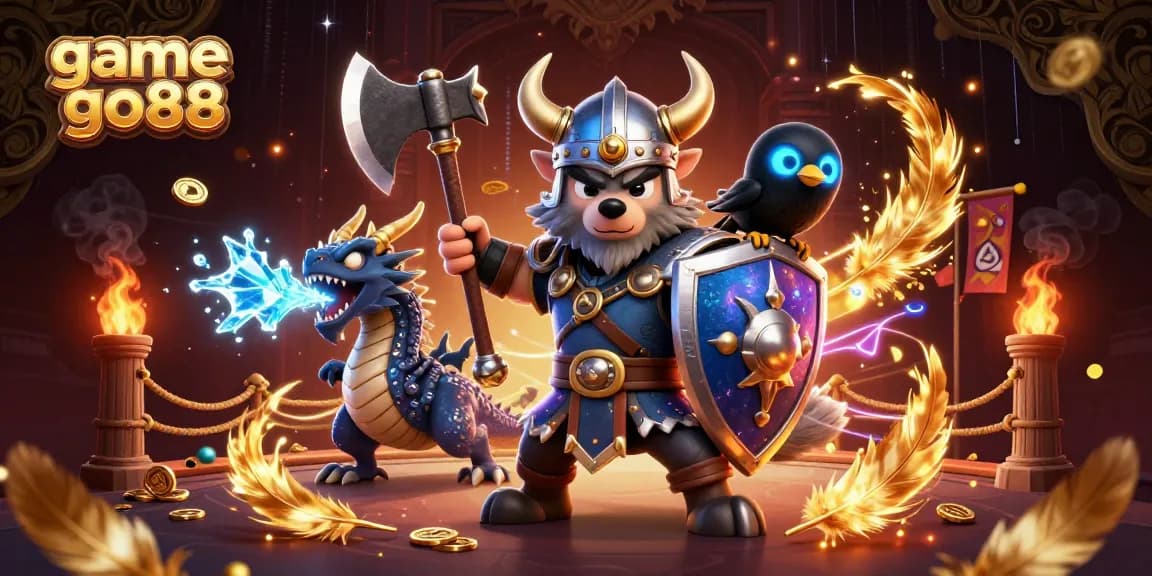 Engage with game go88 in a thrilling 3D scene featuring heroic characters and vibrant casino elements.