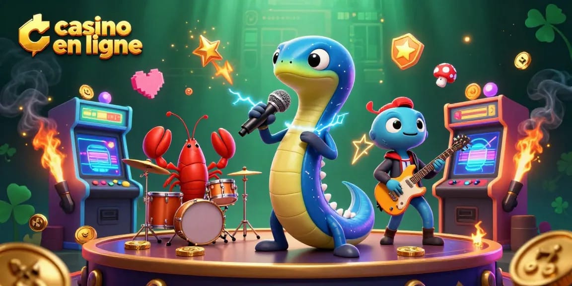 Plongez dans le monde du casino en ligne avec une scène marine colorée et des personnages captivants.