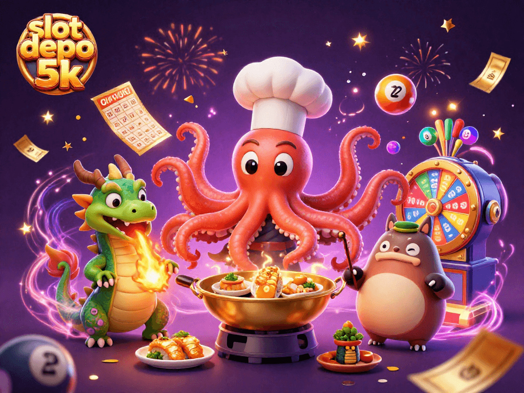 Experience a vibrant gaming world with slot depo 5k as sushi chef octopus and dragon create dazzling prizes.