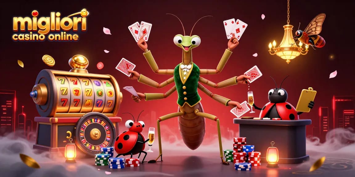 Immagine dinamica dei migliori casino online con personaggi colorati e giochi avvincenti che animano la scena