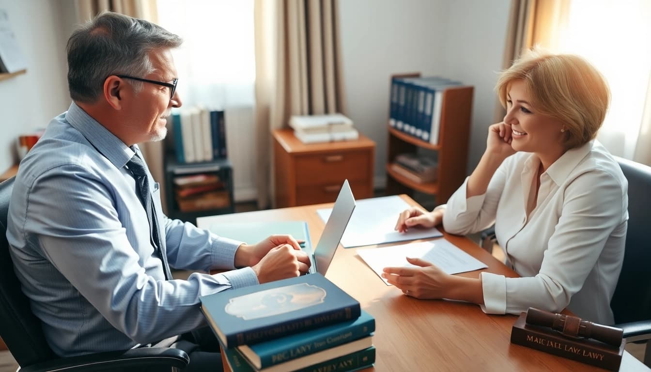 Consultation with divorce lawyers near me, showcasing professional interaction and legal advice.