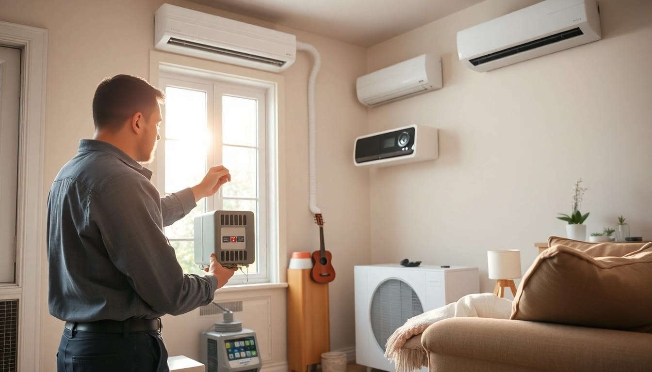 HVAC dealers inspecting modern heating equipment for optimal home comfort.