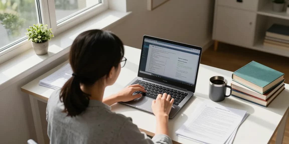 Focused individual studying amphetamine pills in a bright home workspace.