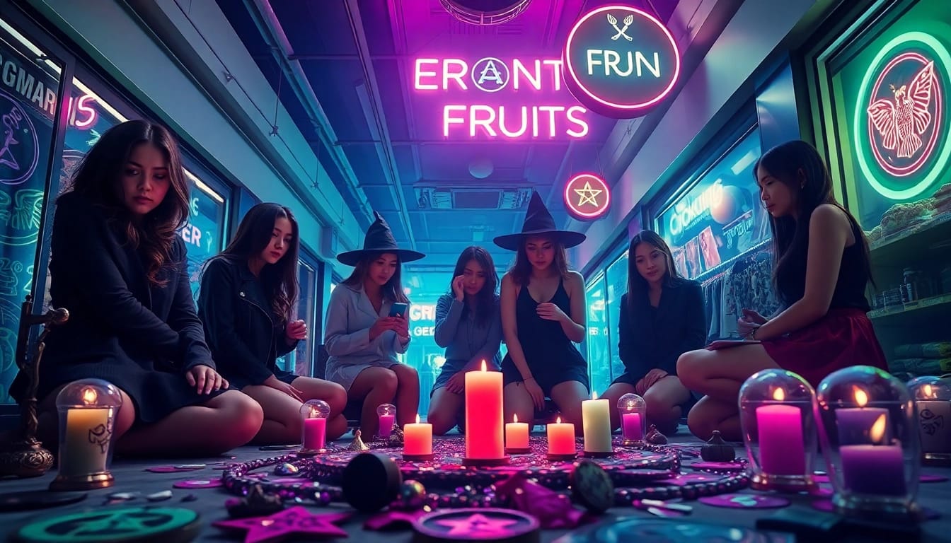 Watch Forbidden Fruits movie poster featuring women engaging in a mystical ritual.