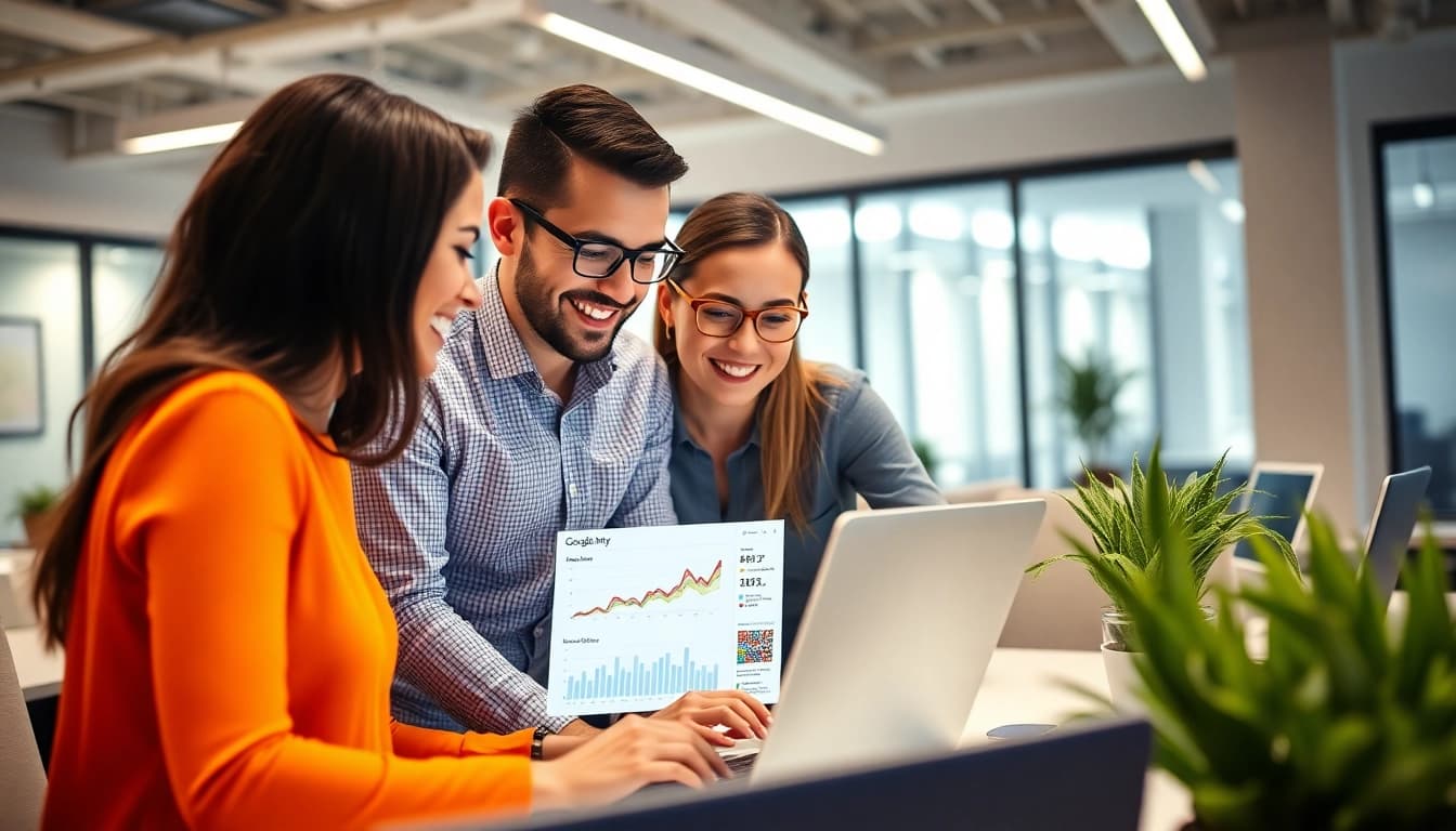 Mejora tu visibilidad con agencia de google my business mientras un equipo analiza métricas.