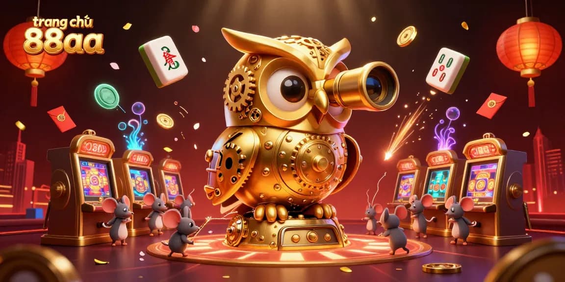 Engage with "trang chủ 88aa" in a dynamic casino scene featuring an owl and mice in action.