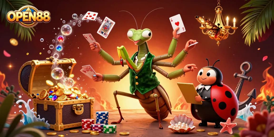 Enjoy thrilling casino action at OPEN88 with cartoon characters and vibrant gaming elements.