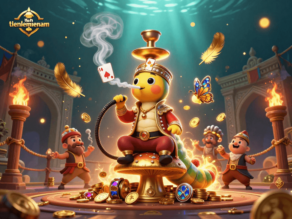 Tienlenmiennam showcases winning strategies in a vibrant 3D casino scene featuring animated gambling elements.