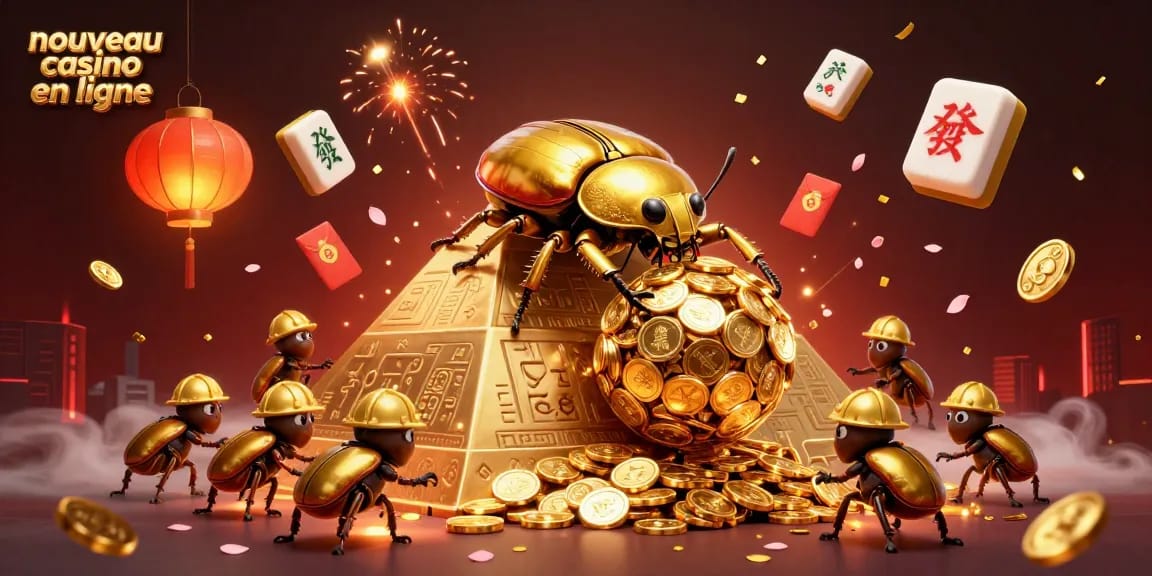 Profitez du nouveau casino en ligne avec une illustration vibrante de la chance et du divertissement.
