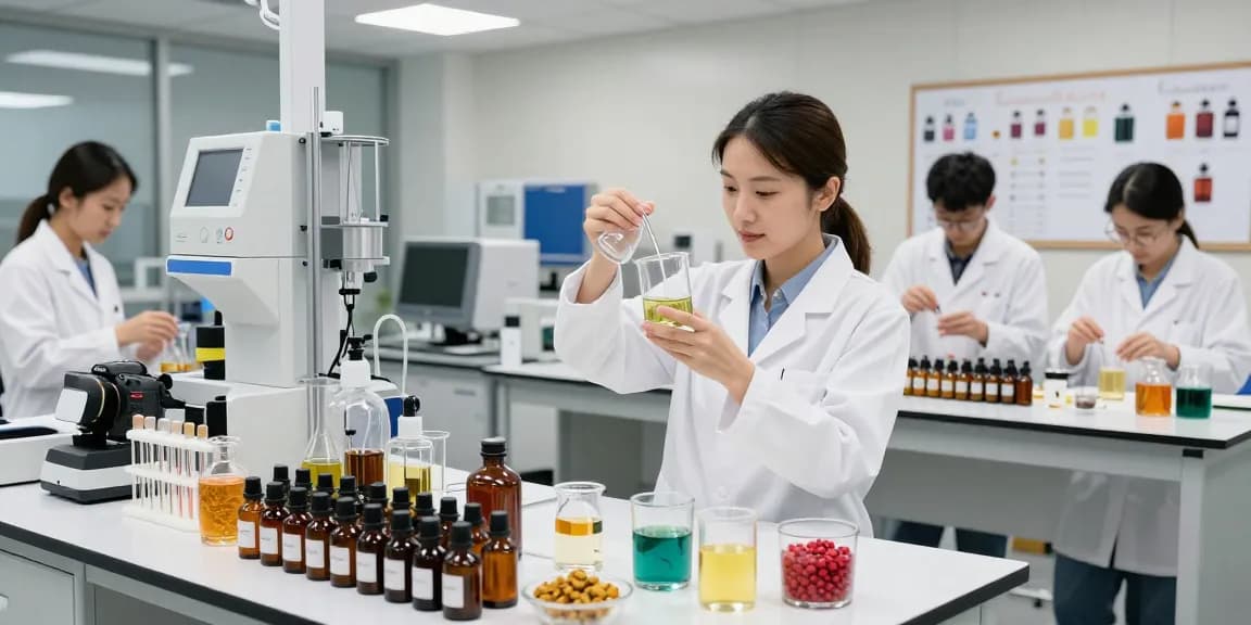 Fragrance Beads Manufacturer creating innovative scents in a modern laboratory with expert perfumers.