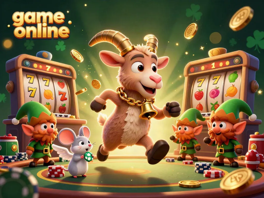 Engage in riveting game online action with Krampus, an angel mouse, and elf gremlins in a vibrant casino.