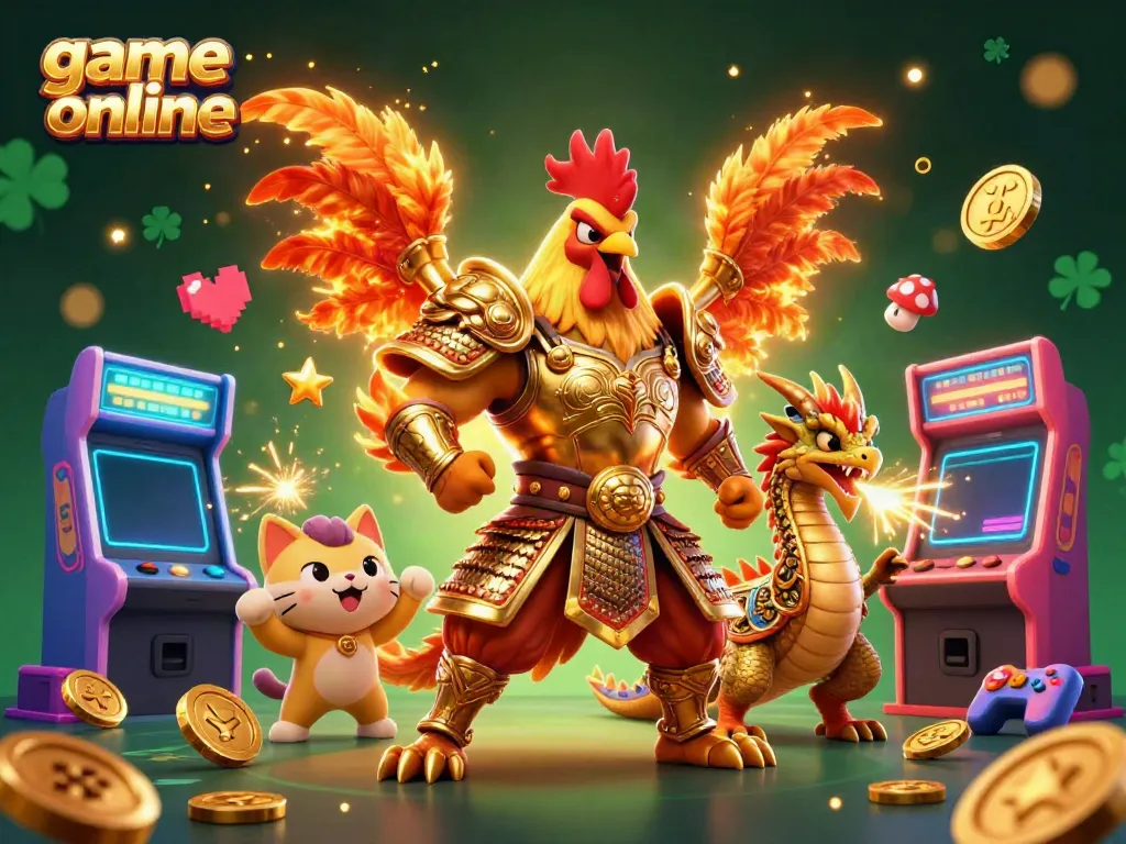 Engage in thrilling gameplay with powerful characters in a game online, surrounded by casino-themed elements.