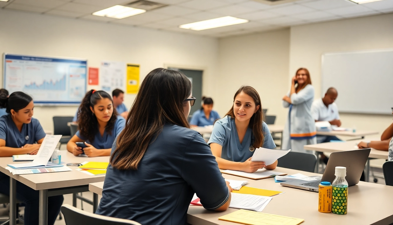 Nursing students actively participating in an in person NCLEX bootcamp Houston, engaging with a skilled instructor.