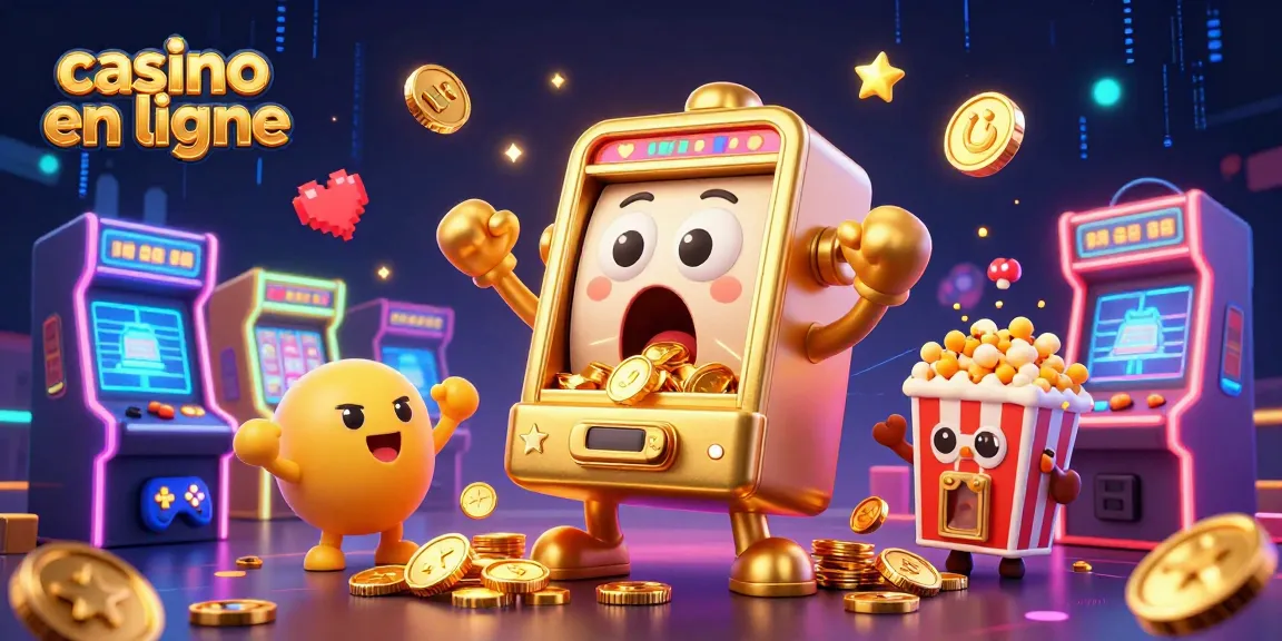Gagnez avec le casino en ligne où une machine à sous dorée célèbre un jackpot rempli de pièces d'or.