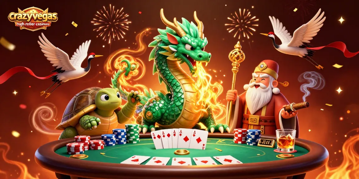 Experience the excitement of crazyvegas high roller casinos with vibrant dragons and poker action!