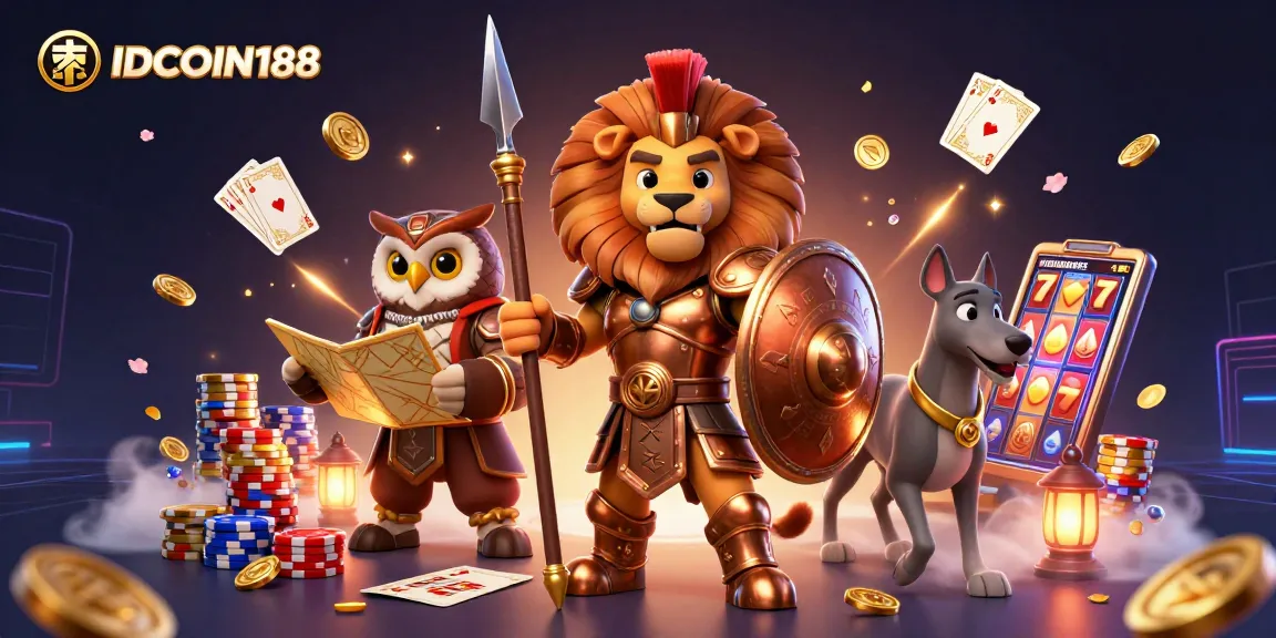 Engage in thrilling gameplay with IDCOIN188 featuring an epic casino scene illustrated in vibrant 3D.