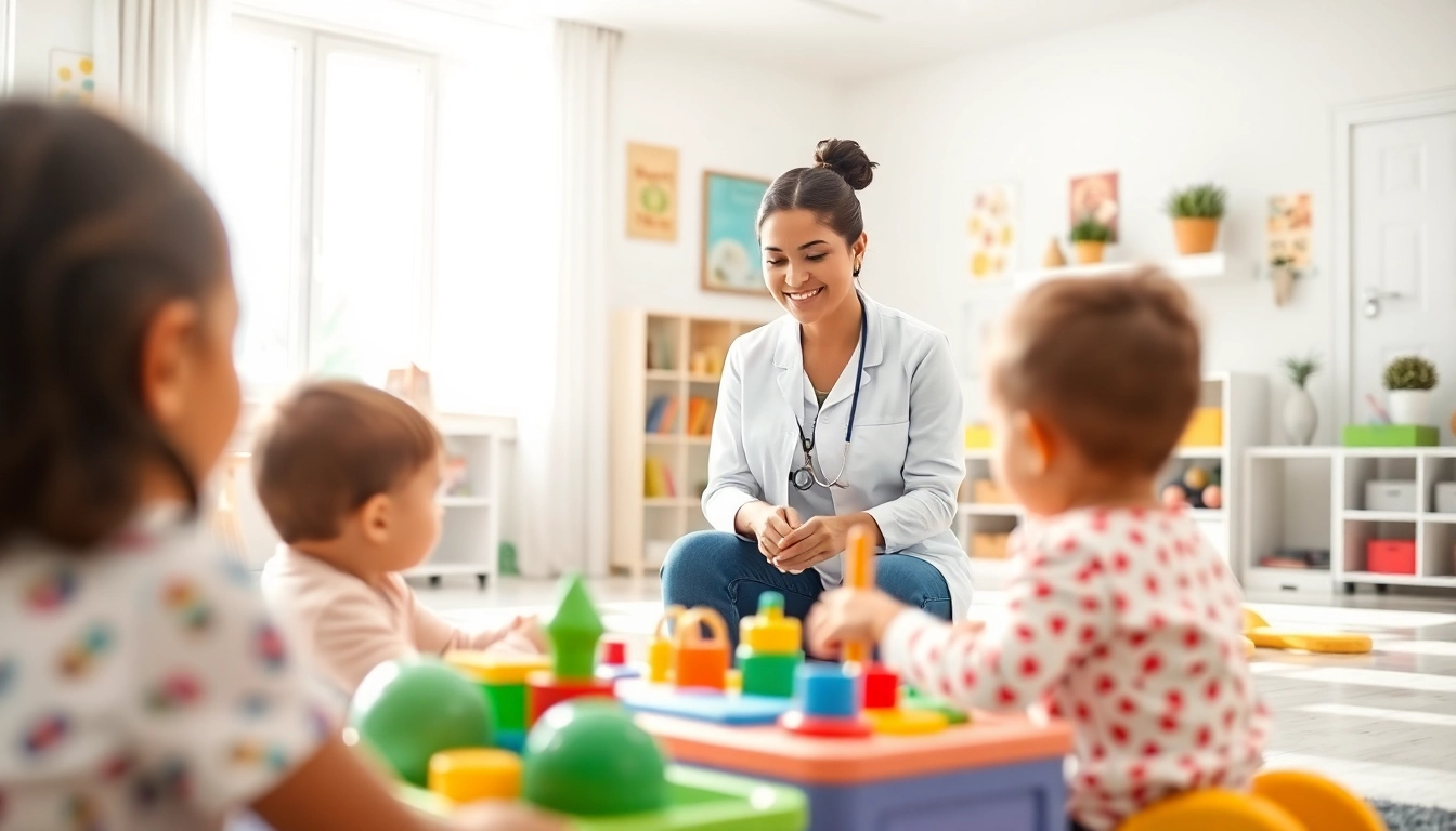 Children actively participating in ABA services near me in a welcoming therapy session environment.