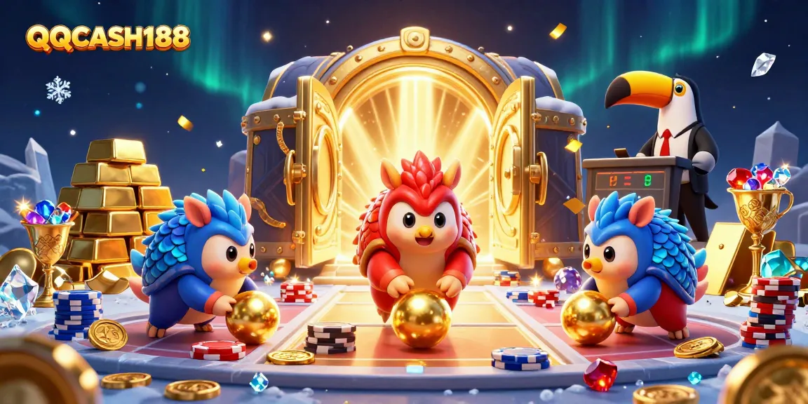Experience the excitement of QQCASH188 with rival pangolins competing and treasures scattered around.