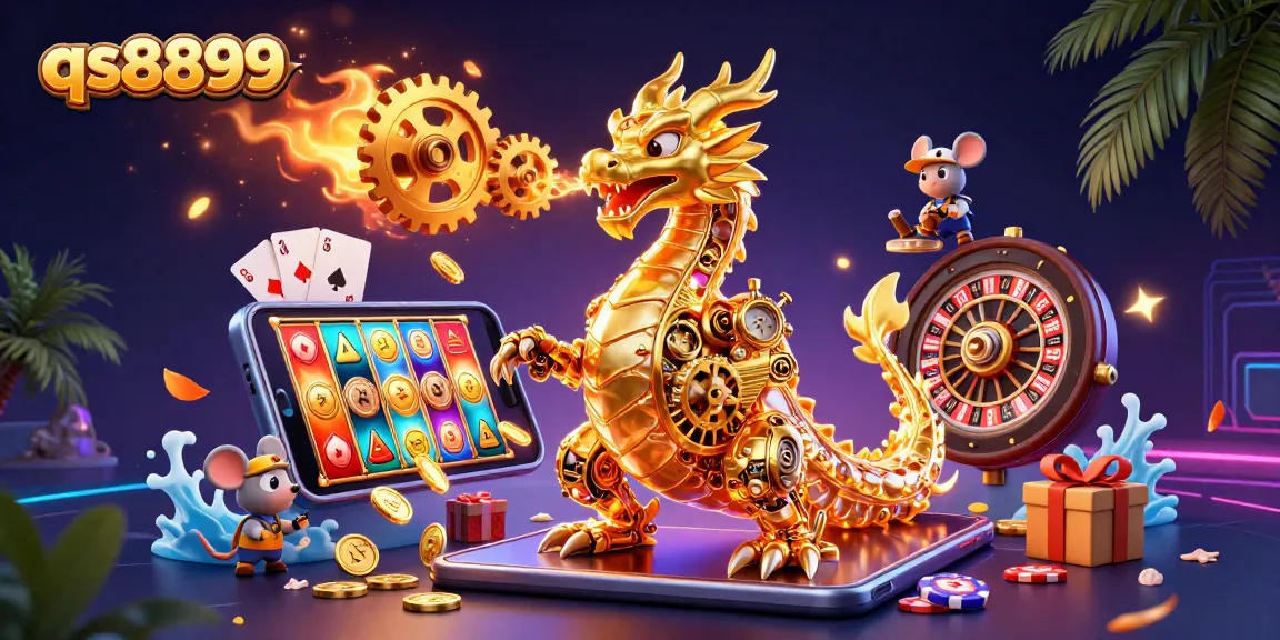 Engage with qs8899's immersive gaming experience featuring a golden dragon and dynamic slot games.