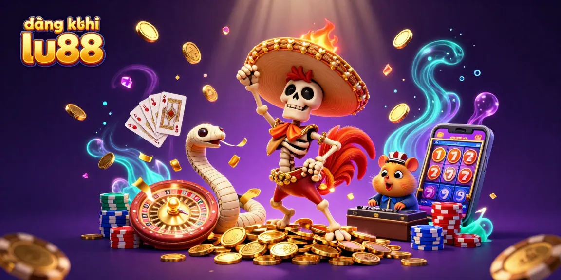 Join the excitement of đăng ký lu88 with colorful casino characters celebrating winnings.
