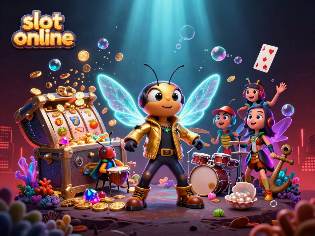 Experience vibrant slot online action with a rock star cicada and treasure elements
