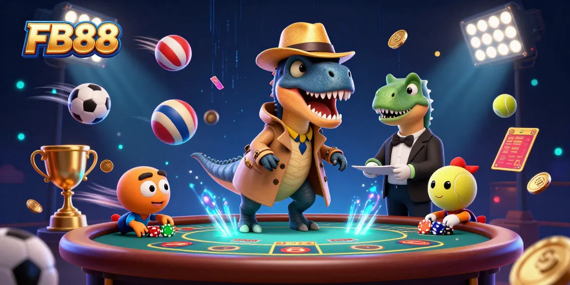 Experience thrilling moments at FB88 with a cartoon velociraptor card counter and stegosaurus pit boss.