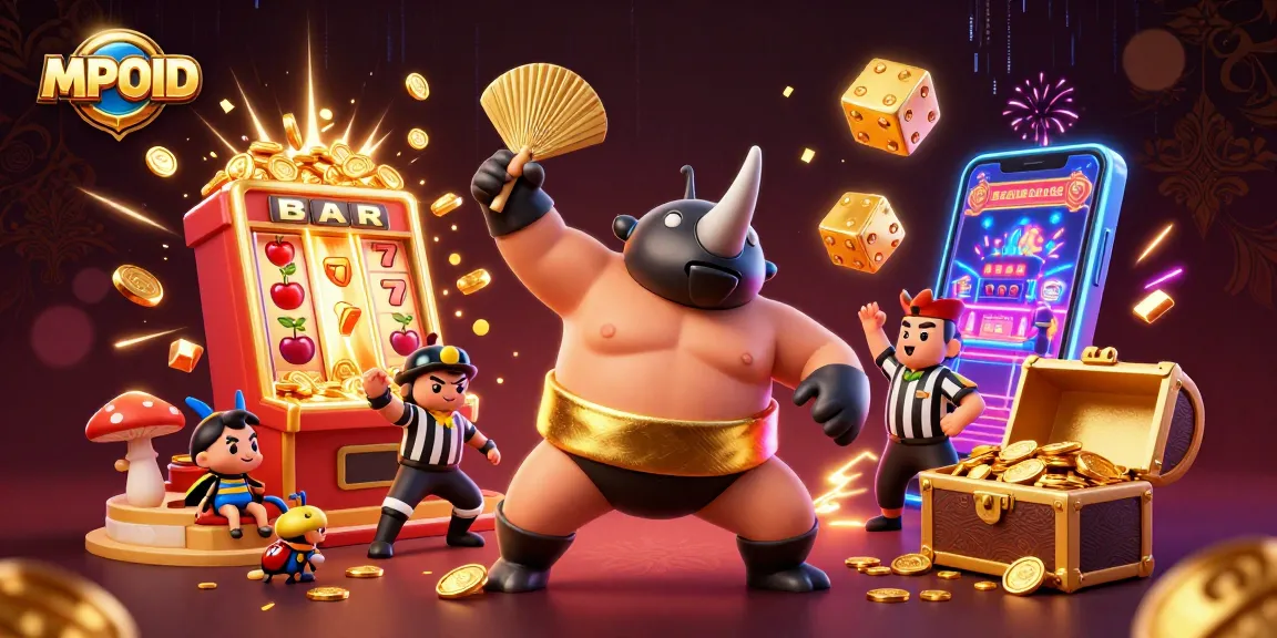 Experience winning thrills with MPOID in this dynamic casino-themed illustration of a beetle sumo match.