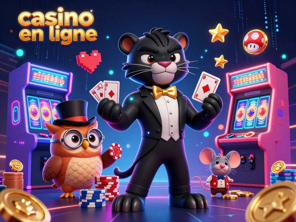 Des jeux de casino en ligne animés par un panthère élégante et une chouette, inspirant chance et amusement.