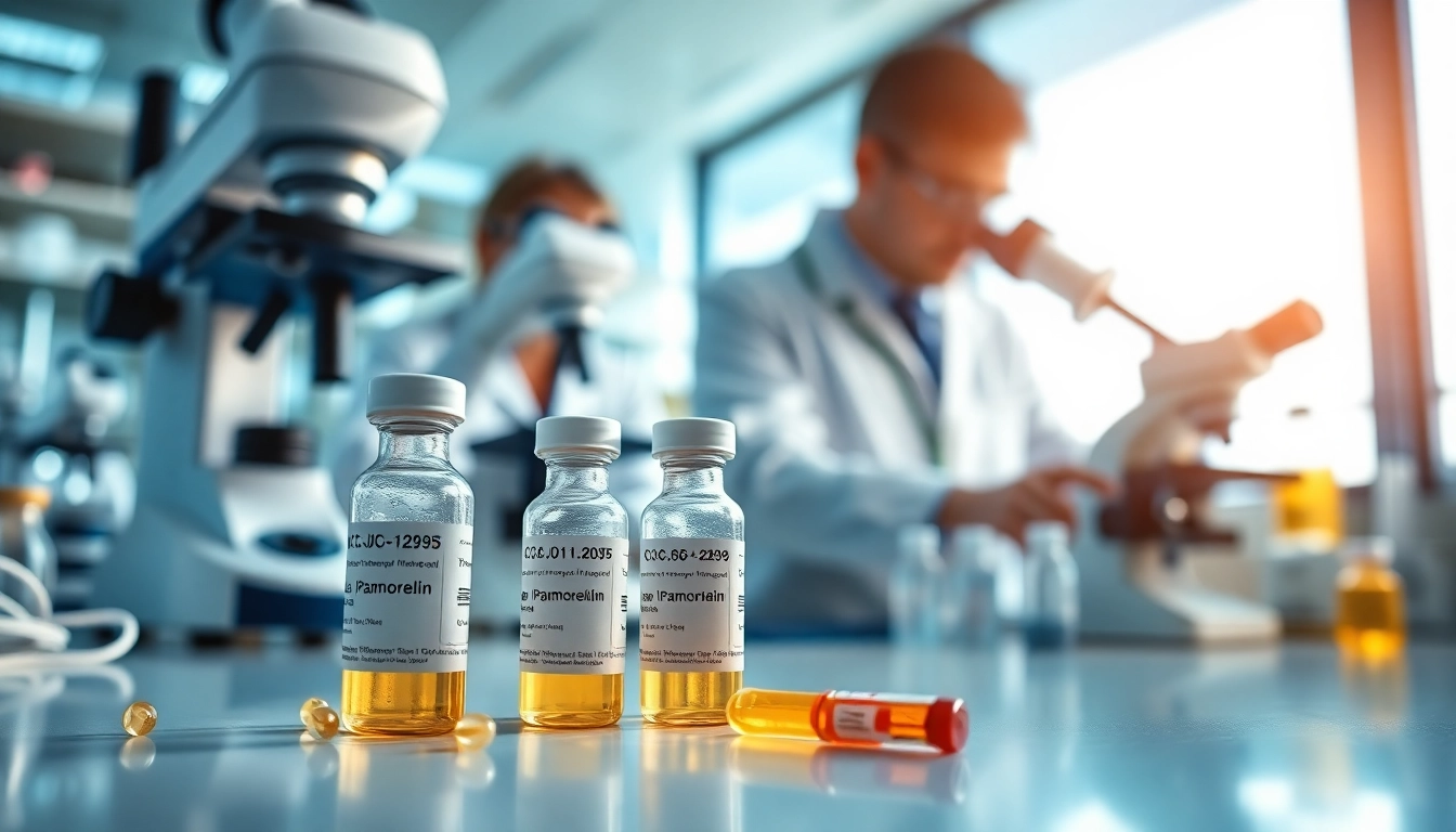 Investigating cjc-1295 + ipamorelin peptides in a professional laboratory.