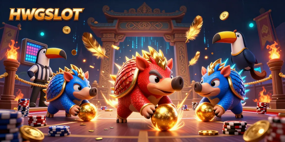 Engage with HWGSLOT in an intense 3D casino battle of characters amidst dynamic visuals.