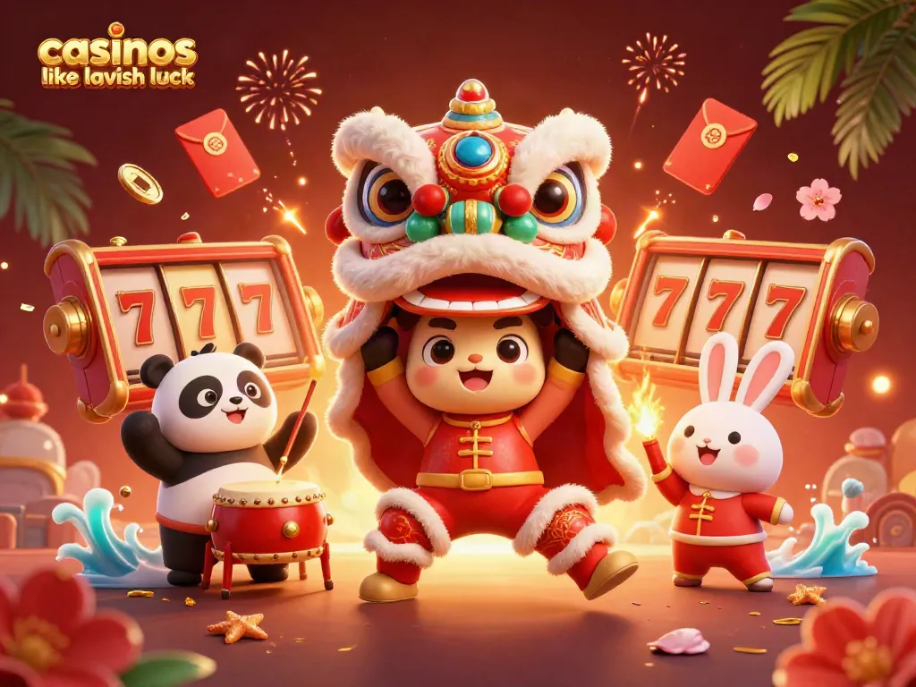 Join the excitement of casinos like Lavish Luck with vibrant slots and animated characters dancing.