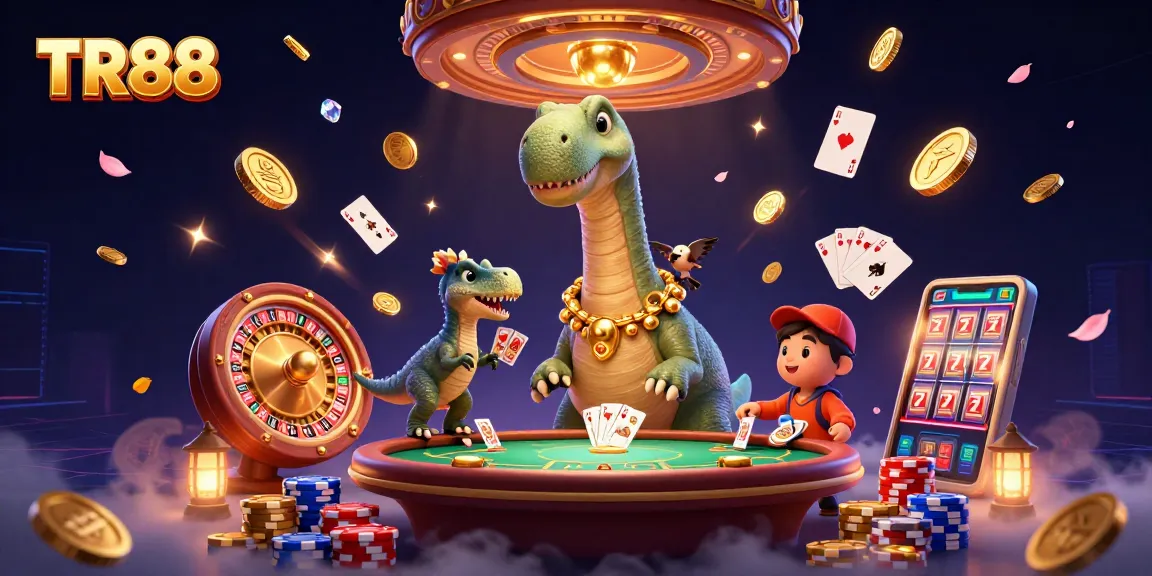 Experience exciting gameplay with TR88 featuring cartoon dinosaurs, dynamic casino elements, and vibrant energy.