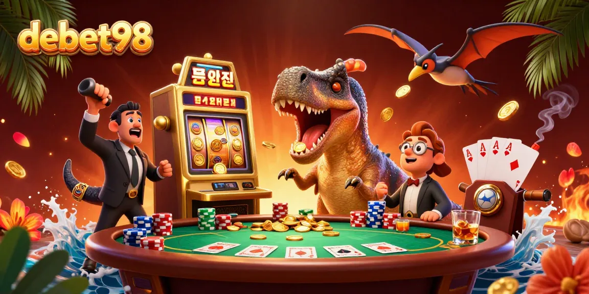 Experience excitement at debet98 with cartoon characters in a casino scenario, showcasing jackpot wins.
