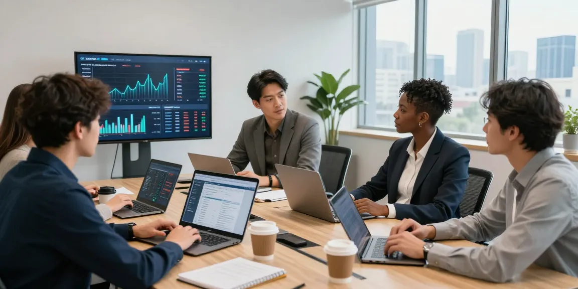 Réunion stratégique de professionnels de CIBC discutant de la planification financière avec des tableaux de bord numériques.