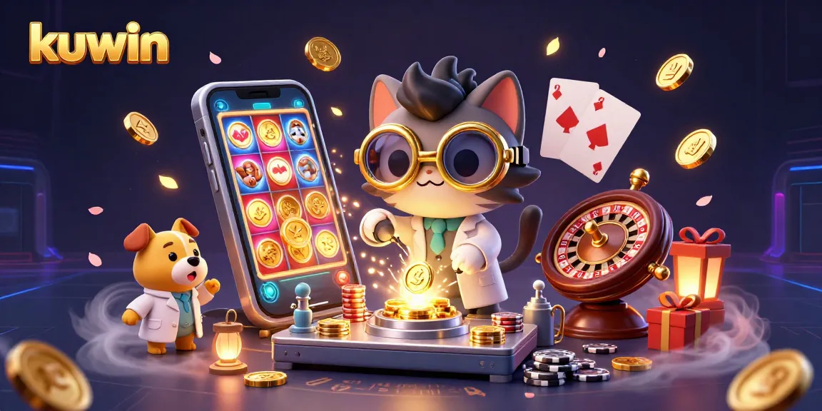 Kuwin engages gamers with exciting slot actions and golden rewards amid vibrant casino elements.
