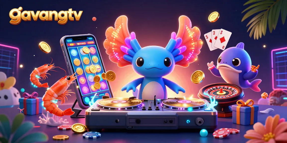 Experience the excitement of gavangtv with a neon-lit casino scene featuring vibrant characters.