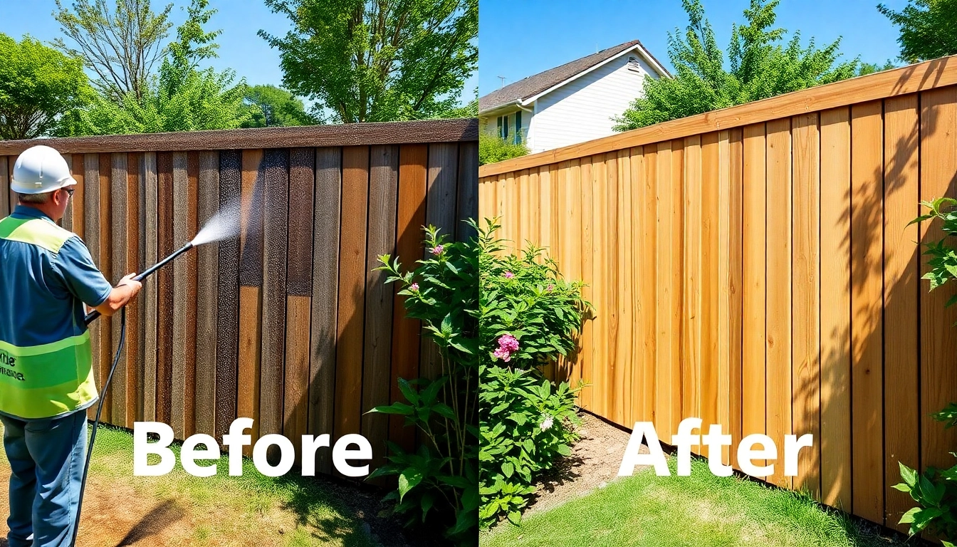 Fence Cleaning service shown as before-and-after highlighting transformation in a garden setting.