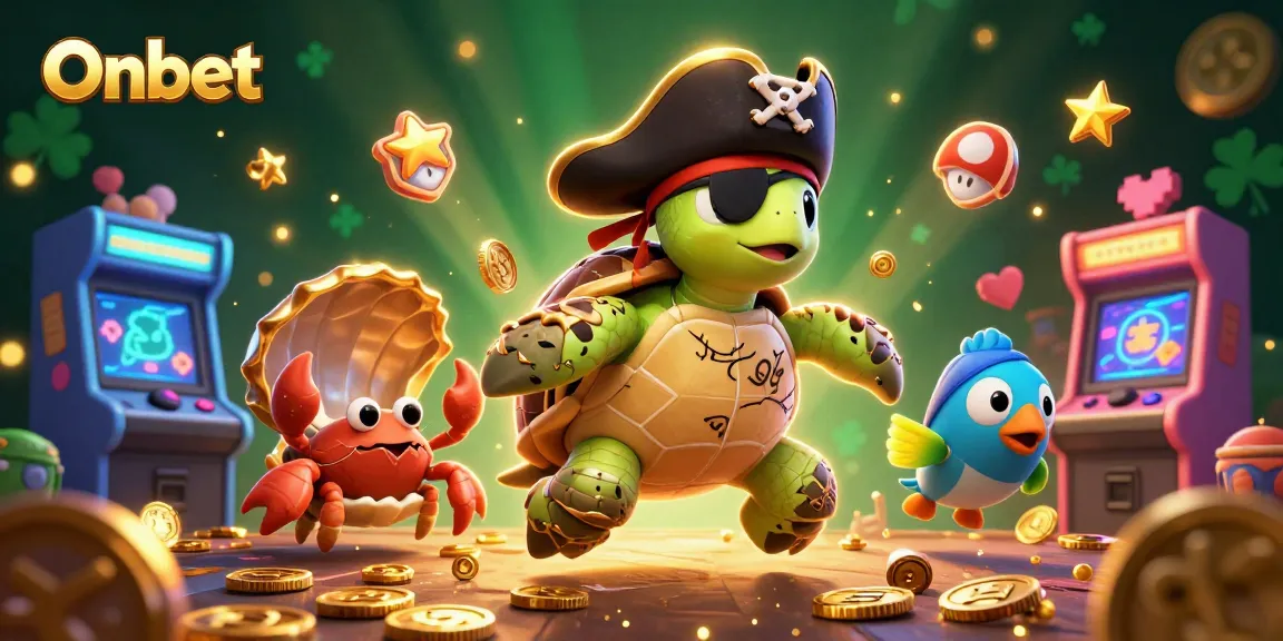 Win big with Onbet as 3D characters celebrate around treasure in a vibrant casino.