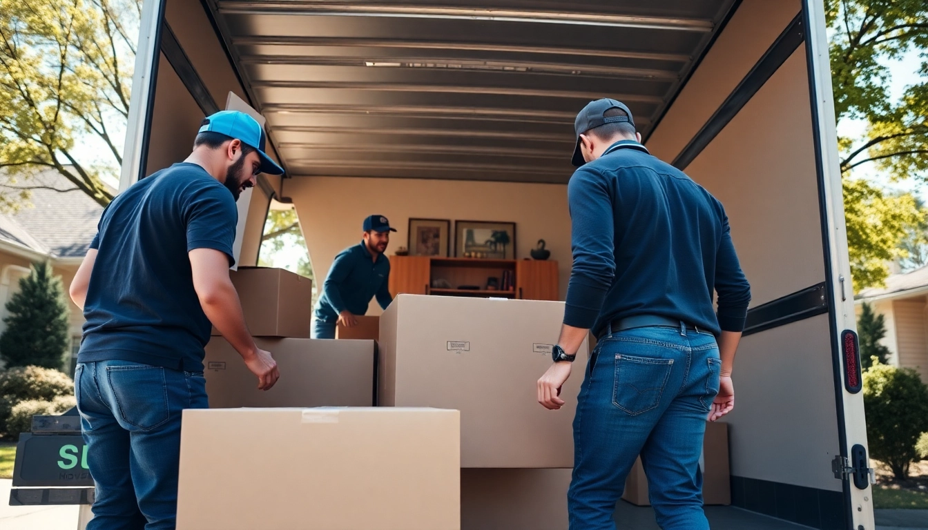 Engaged team providing Residential Moving Services while packing a cozy living room.