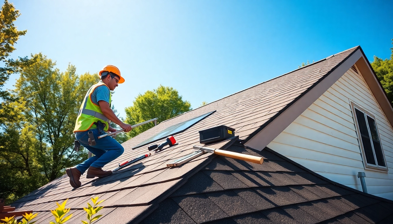 Experienced twinsburg oh roofing company installing shingles on a residential roof.