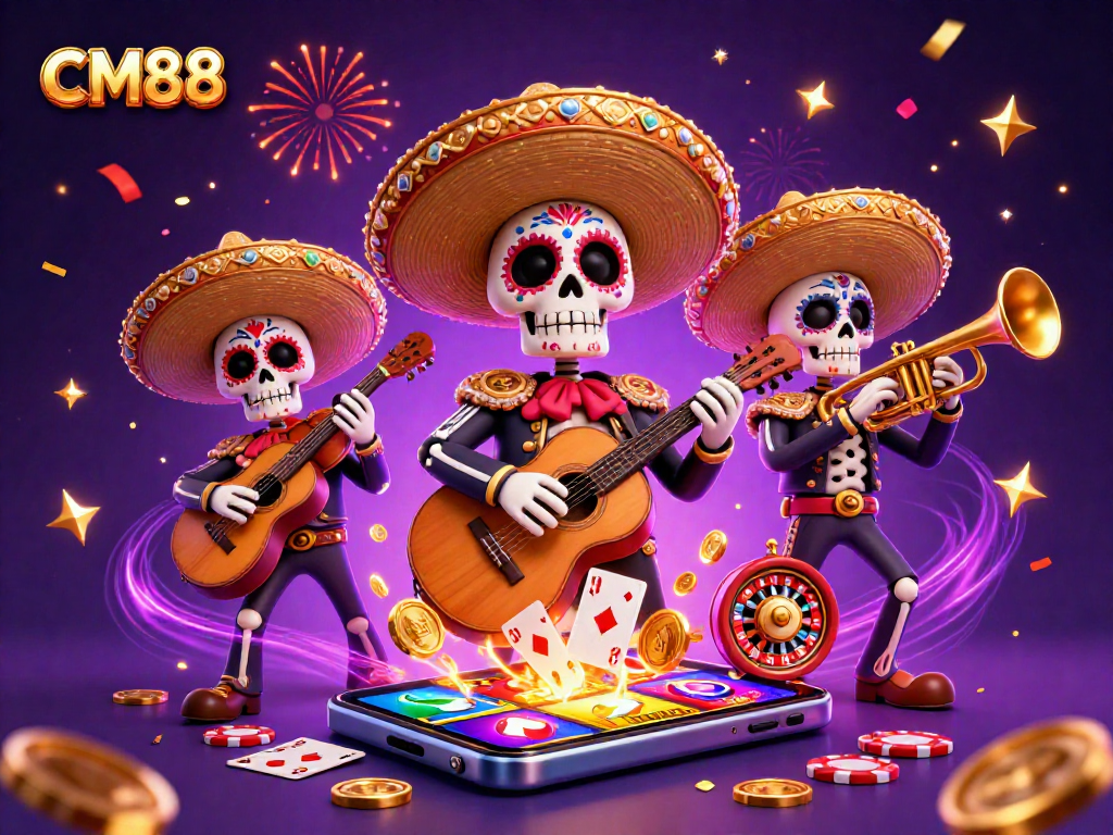 Experience excitement at CM88 with a vibrant mariachi band amidst casino elements.