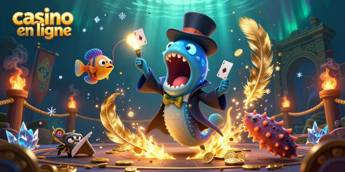 Illustration captivante sur le thème du casino en ligne, mettant en scène un poisson éclair bioluminescent.