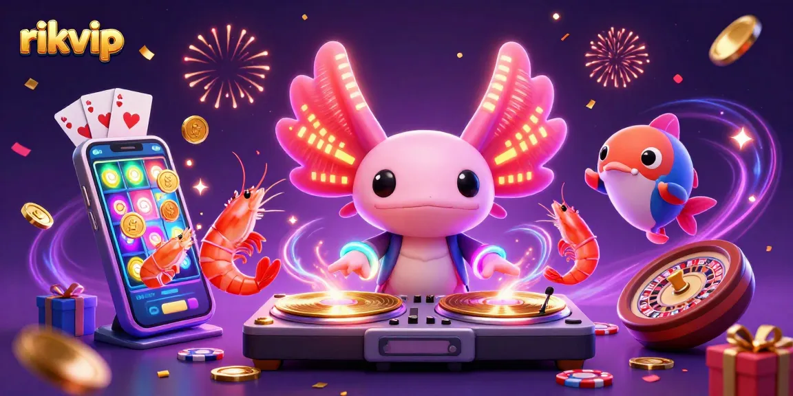 Engage with the vibrant excitement of rikvip's underwater casino experience featuring a neon DJ and animated sea creatures.