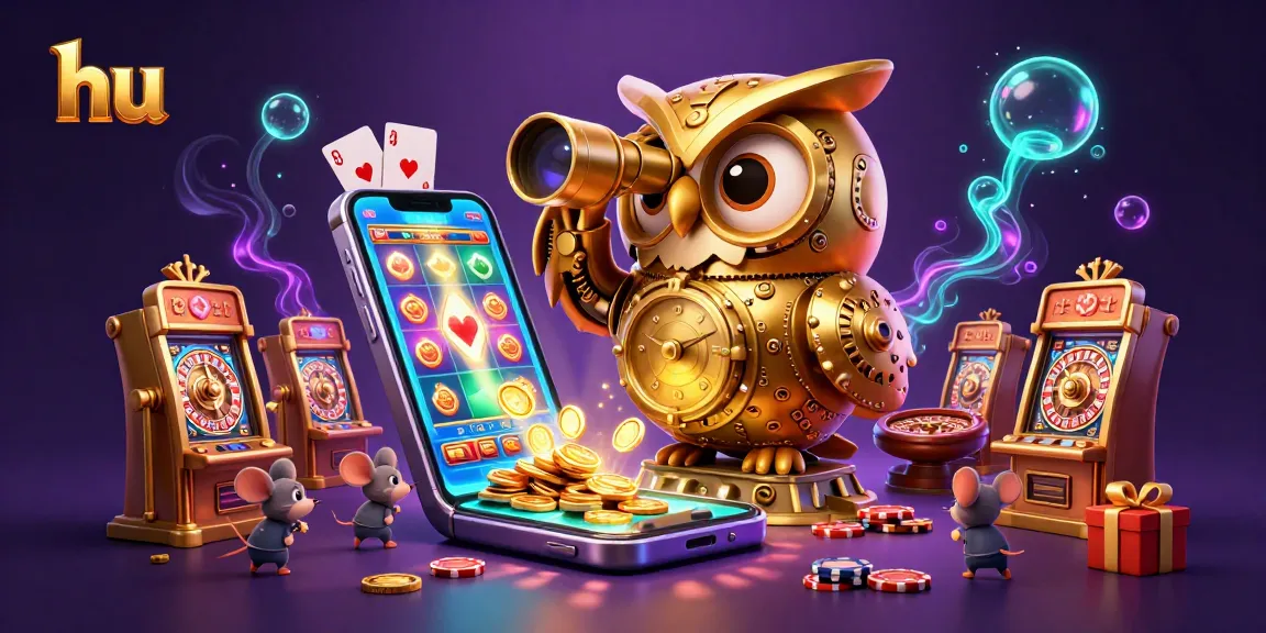 Engage with hu: An exciting casino scene showcasing a golden owl and vibrant gaming elements.