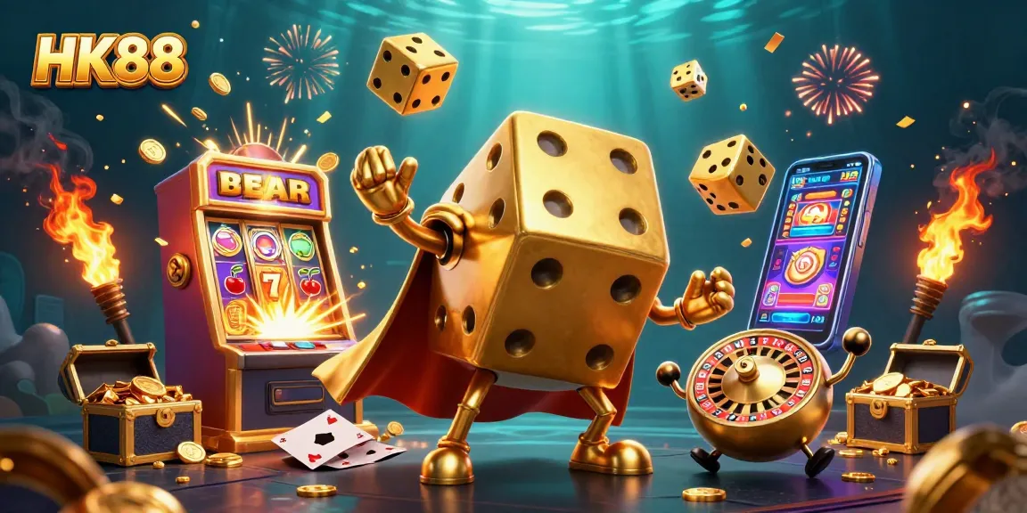 Experience the excitement of HK88 casino with vibrant, golden elements and jackpot symbols.