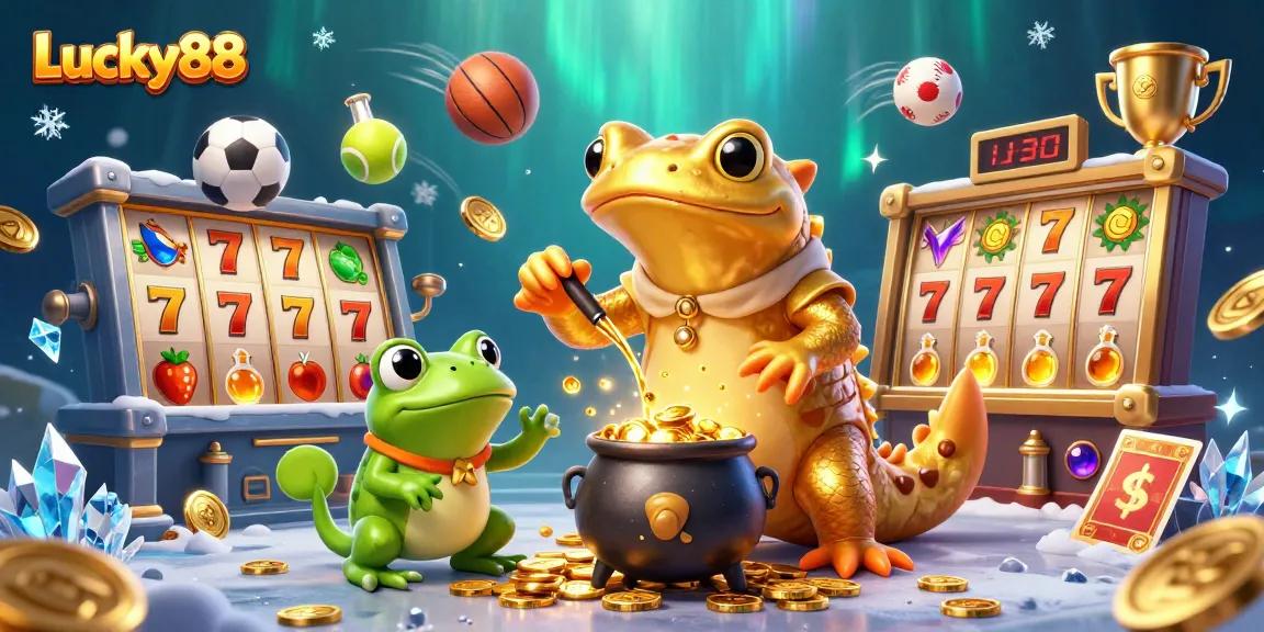 Experience winning strategies with Lucky88 in this vibrant casino scene featuring engaging characters and gameplay elements.